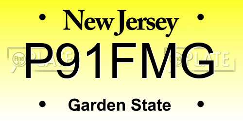 P91FMG New Jersey License Plate