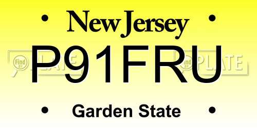 P91FRU New Jersey License Plate