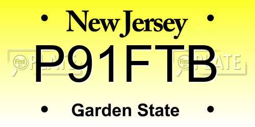 P91FTB New Jersey License Plate
