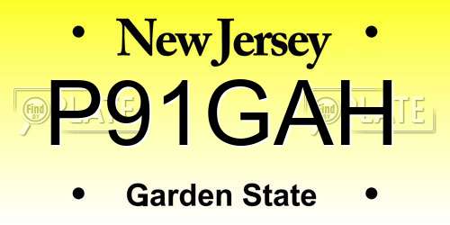 P91GAH New Jersey License Plate
