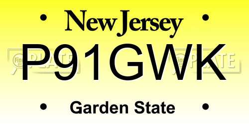P91GWK New Jersey License Plate
