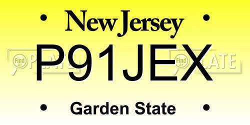 P91JEX New Jersey License Plate