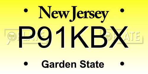 P91KBX New Jersey License Plate