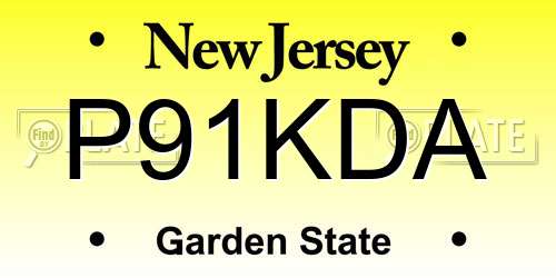 P91KDA New Jersey License Plate