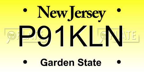P91KLN New Jersey License Plate