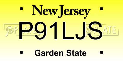 P91LJS New Jersey License Plate
