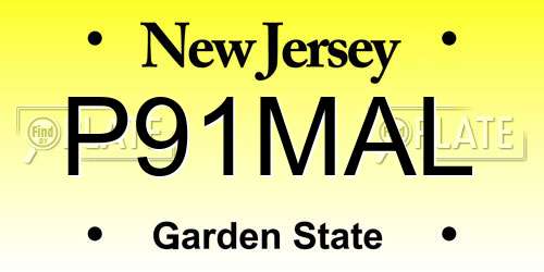 P91MAL New Jersey License Plate