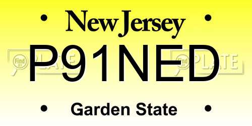 P91NED New Jersey License Plate