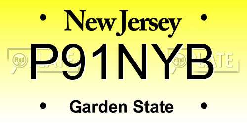P91NYB New Jersey License Plate