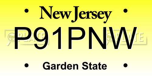P91PNW New Jersey License Plate