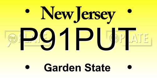 P91PUT New Jersey License Plate