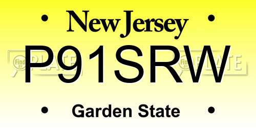 P91SRW New Jersey License Plate
