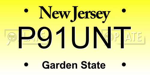 P91UNT New Jersey License Plate