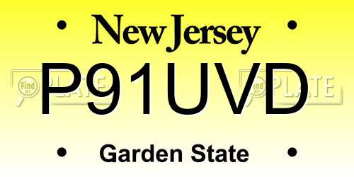 P91UVD New Jersey License Plate