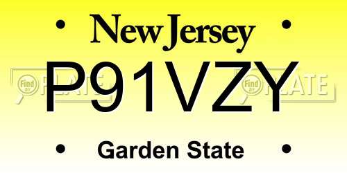 P91VZY New Jersey License Plate