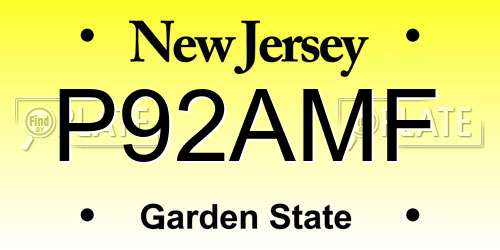P92AMF New Jersey License Plate