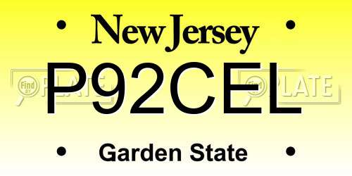 P92CEL New Jersey License Plate