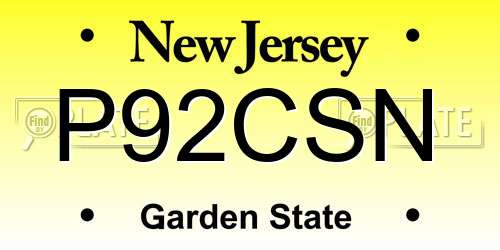 P92CSN New Jersey License Plate