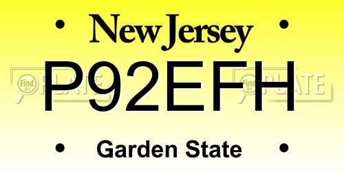 P92EFH New Jersey License Plate