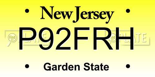 P92FRH New Jersey License Plate