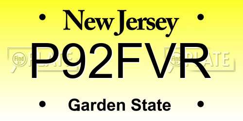 P92FVR New Jersey License Plate