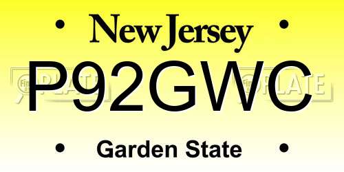 P92GWC New Jersey License Plate