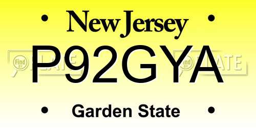 P92GYA New Jersey License Plate