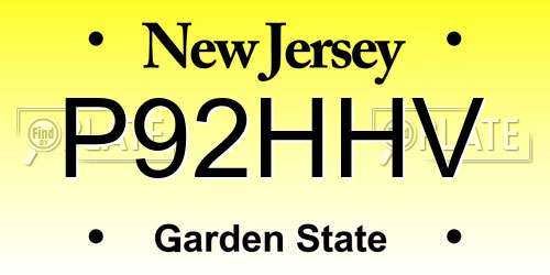 P92HHV New Jersey License Plate