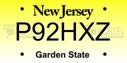 P92HXZ New Jersey License Plate