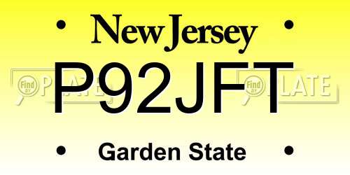P92JFT New Jersey License Plate