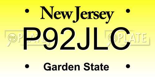 P92JLC New Jersey License Plate