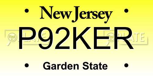 P92KER New Jersey License Plate