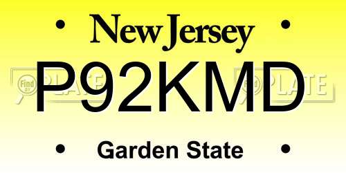 P92KMD New Jersey License Plate