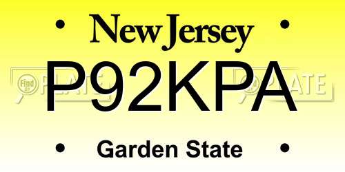 P92KPA New Jersey License Plate
