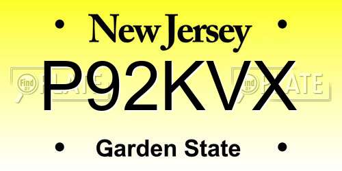 P92KVX New Jersey License Plate