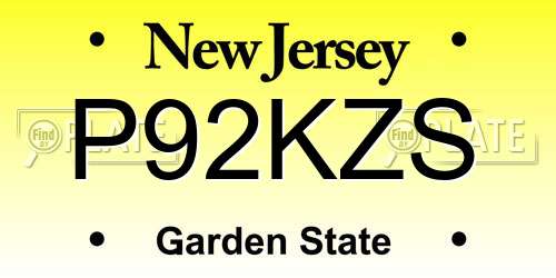 P92KZS New Jersey License Plate