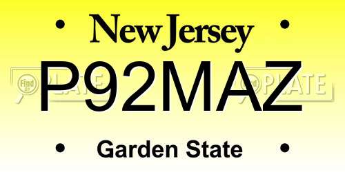 P92MAZ New Jersey License Plate