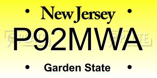 P92MWA New Jersey License Plate