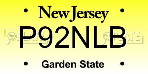 P92NLB New Jersey License Plate