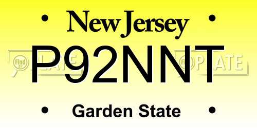P92NNT New Jersey License Plate
