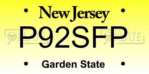 P92SFP New Jersey License Plate