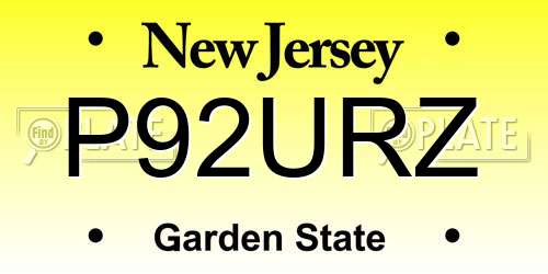 P92URZ New Jersey License Plate