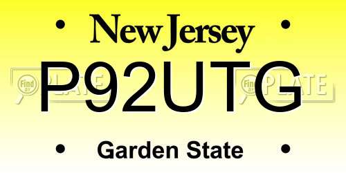 P92UTG New Jersey License Plate