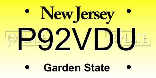 P92VDU New Jersey License Plate