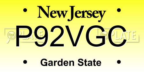 P92VGC New Jersey License Plate