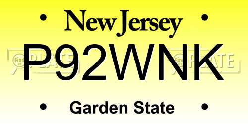 P92WNK New Jersey License Plate