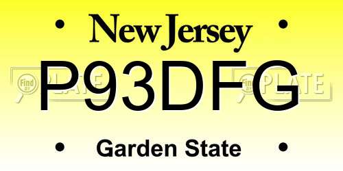 P93DFG New Jersey License Plate