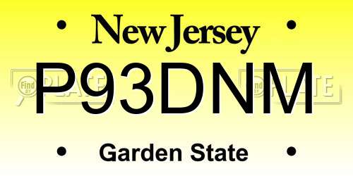 P93DNM New Jersey License Plate