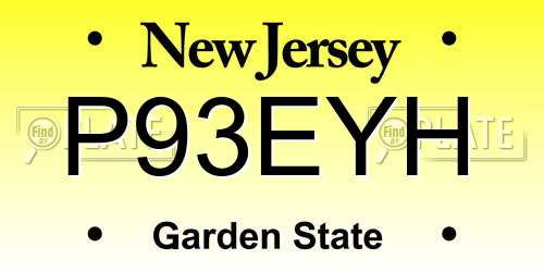 P93EYH New Jersey License Plate