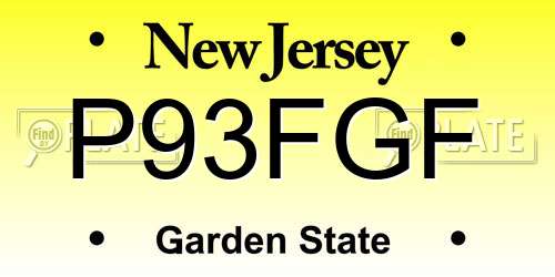 P93FGF New Jersey License Plate